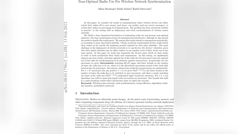 Near-Optimal Radio Use For Wireless Network Synchronization