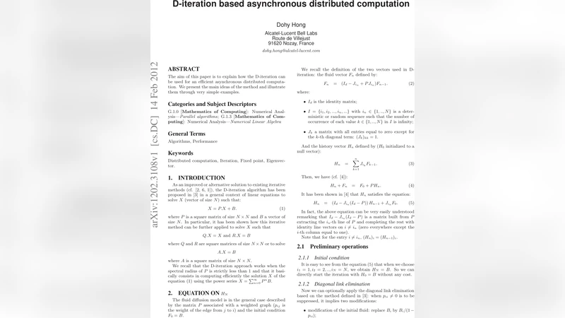 D-iteration based asynchronous distributed computation