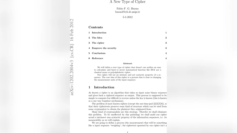 A New Type of Cipher