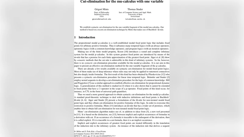 Cut-elimination for the mu-calculus with one variable