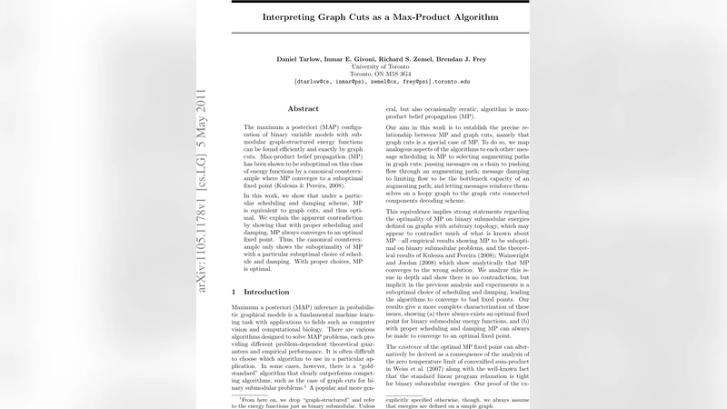 Interpreting Graph Cuts as a Max-Product Algorithm