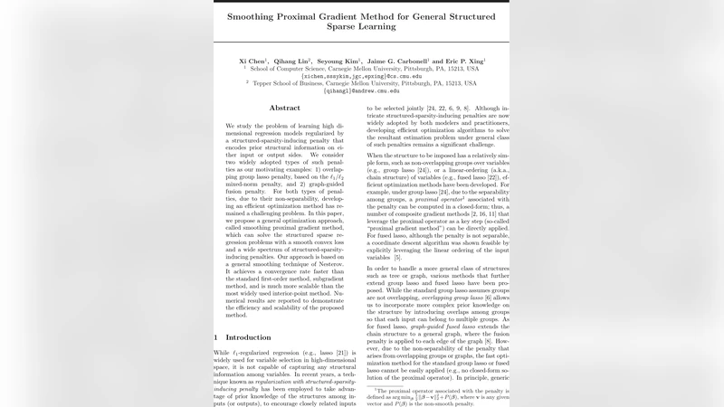 Smoothing Proximal Gradient Method for General Structured Sparse   Learning
