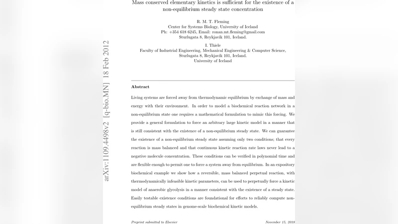 Mass conserved elementary kinetics is sufficient for the existence of a   non-equilibrium steady state concentration