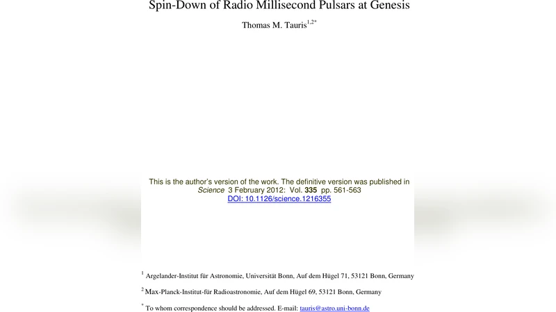 Spin-Down of Radio Millisecond Pulsars at Genesis