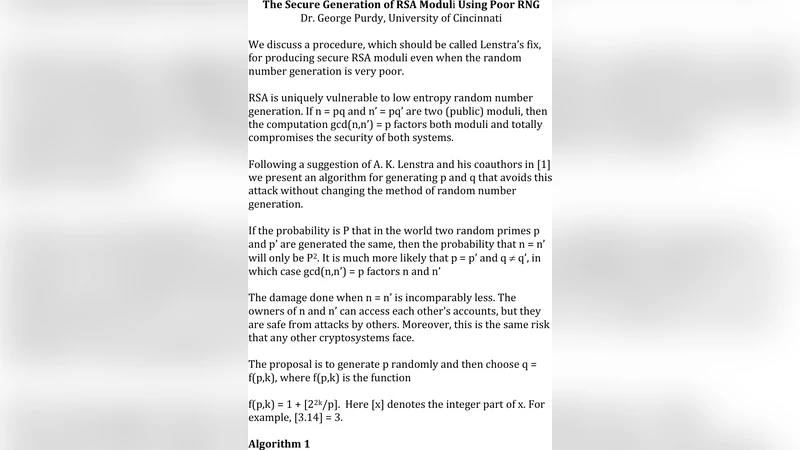The Secure Generation of RSA Moduli Using Poor RNG