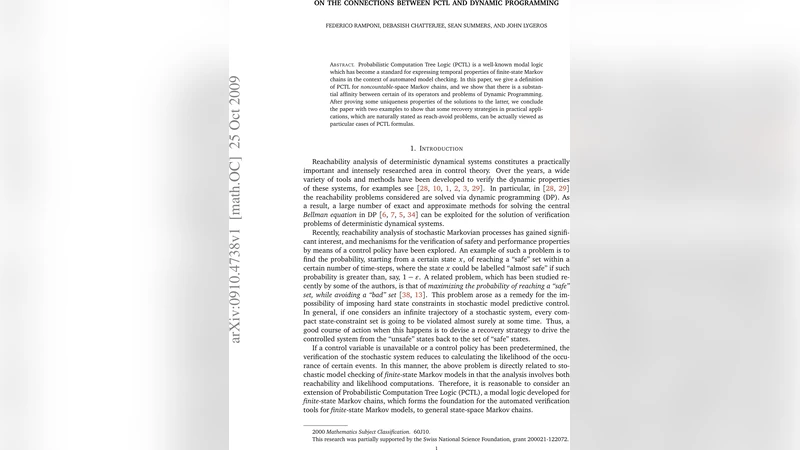 On the connections between PCTL and Dynamic Programming