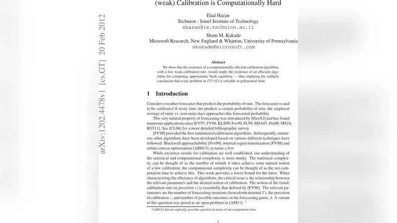 (weak) Calibration is Computationally Hard