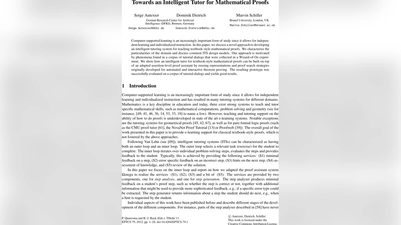 Towards an Intelligent Tutor for Mathematical Proofs