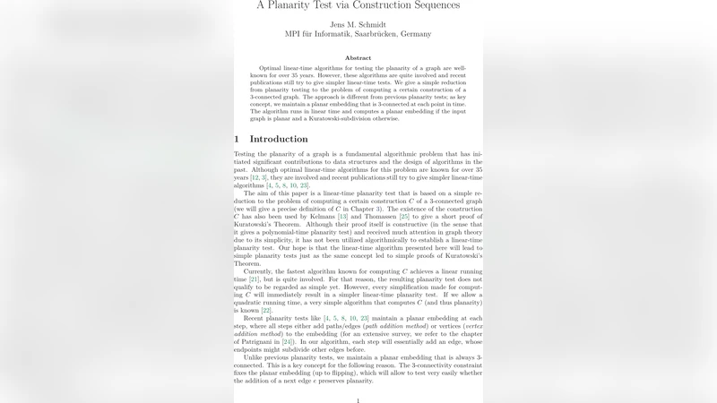 A Planarity Test via Construction Sequences