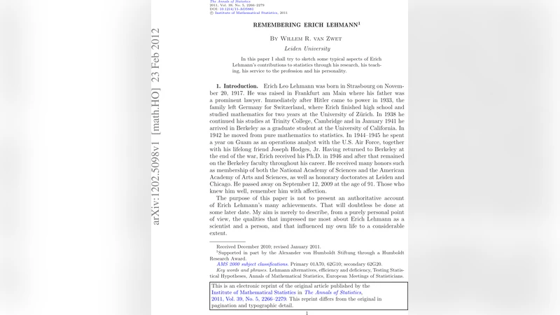 Remembering Erich Lehmann