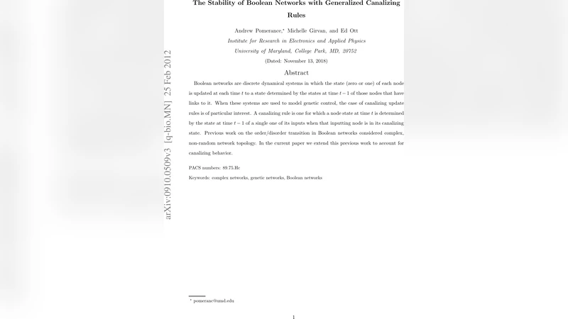 The Stability of Boolean Networks with Generalized Canalizing Rules