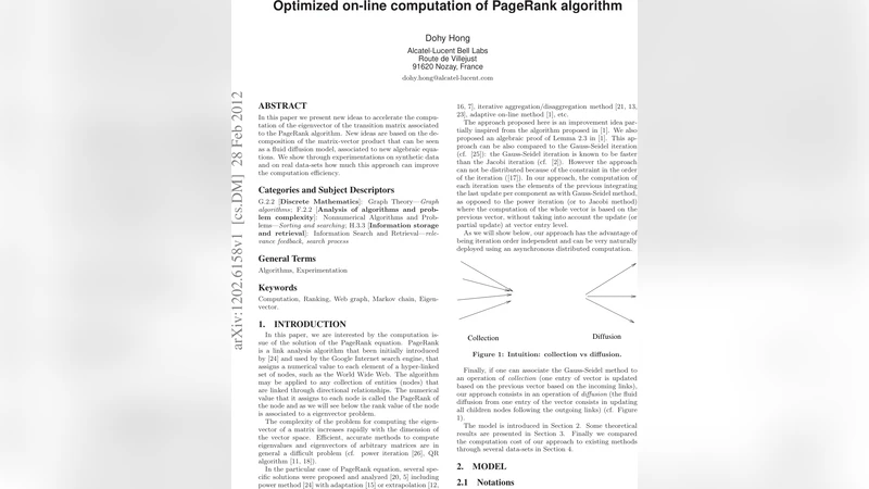 Optimized on-line computation of PageRank algorithm
