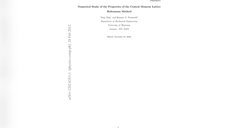 Numerical Study of the Properties of the Central Moment Lattice   Boltzmann Method