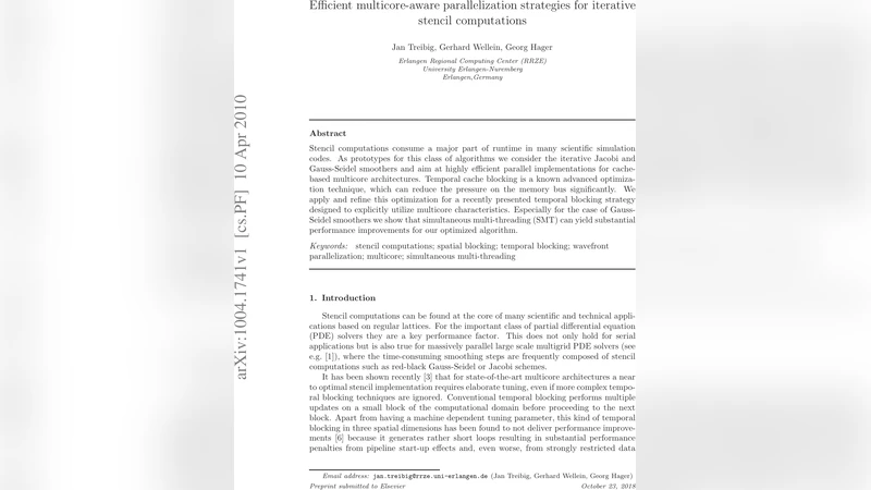 Efficient multicore-aware parallelization strategies for iterative   stencil computations