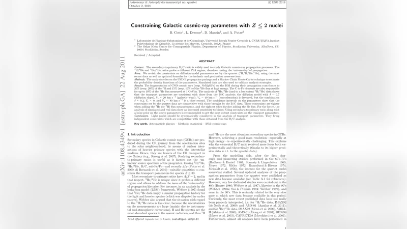 Constraining Galactic cosmic-ray parameters with Z<=2 nuclei