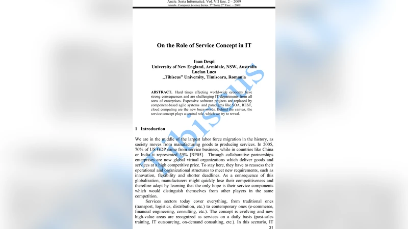 On the Role of Service Concept in IT