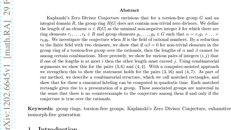 On Zero Divisors with Small Support in Group Rings of Torsion-Free   Groups