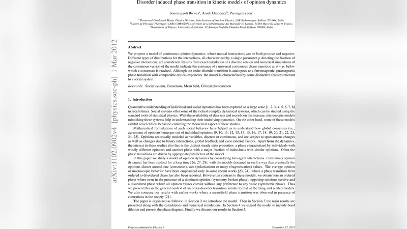 Disorder induced phase transition in kinetic models of opinion dynamics