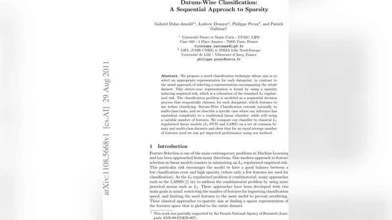 Datum-Wise Classification: A Sequential Approach to Sparsity
