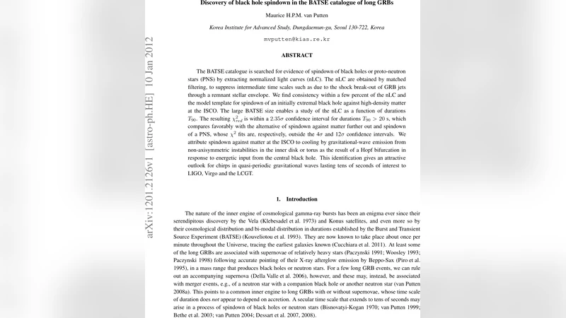 Discovery of black hole spindown in the BATSE catalogue of long GRBs