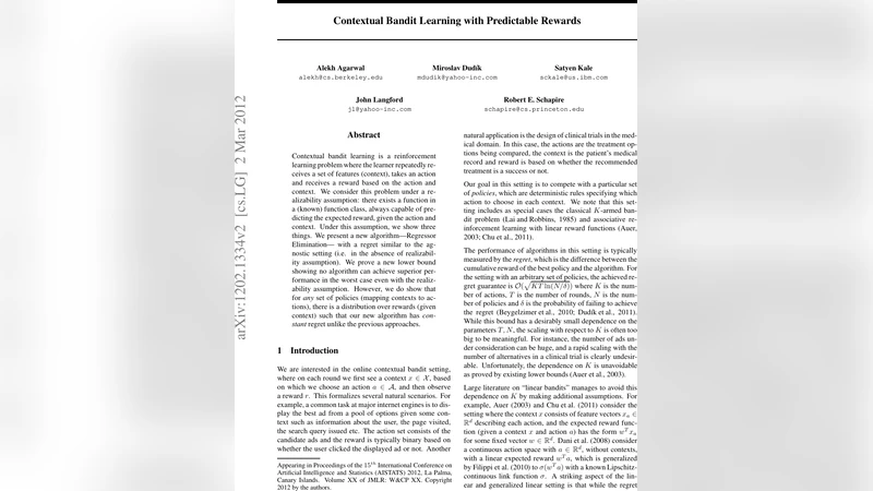 Contextual Bandit Learning with Predictable Rewards
