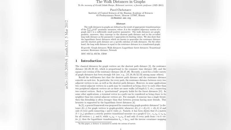 The Walk Distances in Graphs