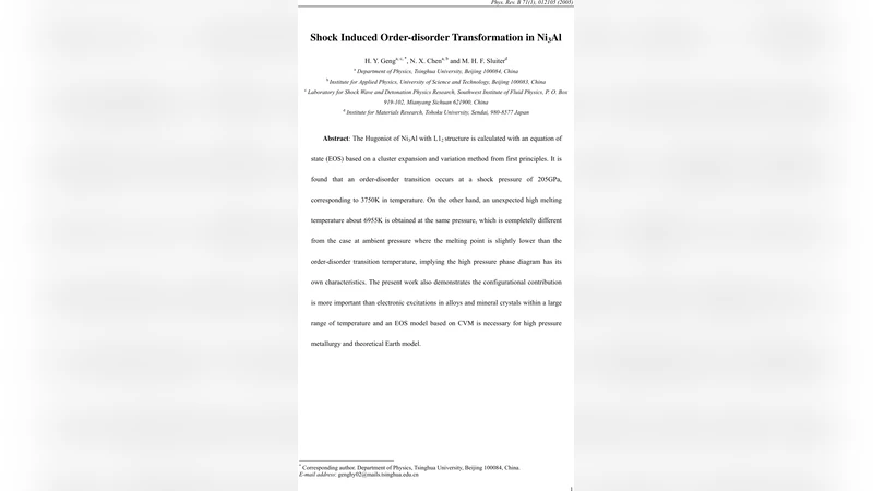 Shock Induced Order-disorder Transformation in Ni3Al