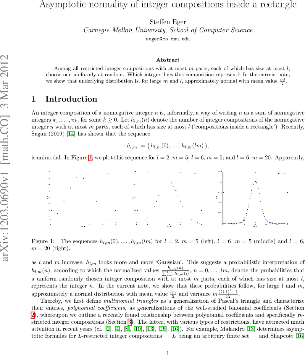 Asymptotic normality of integer compositions inside a rectangle