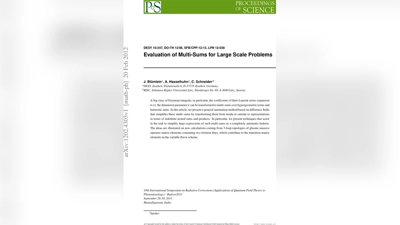 Evaluation of Multi-Sums for Large Scale Problems