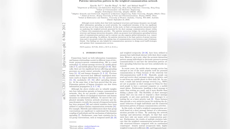 Pairwise interaction pattern in the weighted communication network
