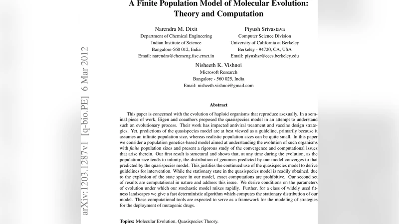 A Finite Population Model of Molecular Evolution: Theory and Computation