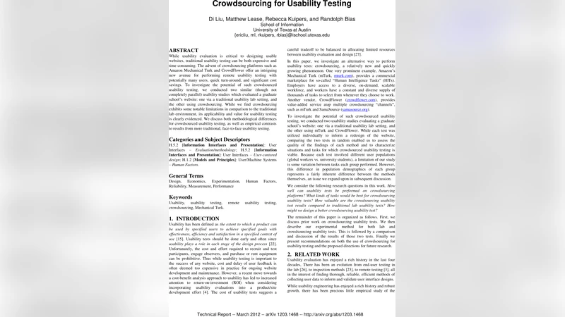 Crowdsourcing for Usability Testing