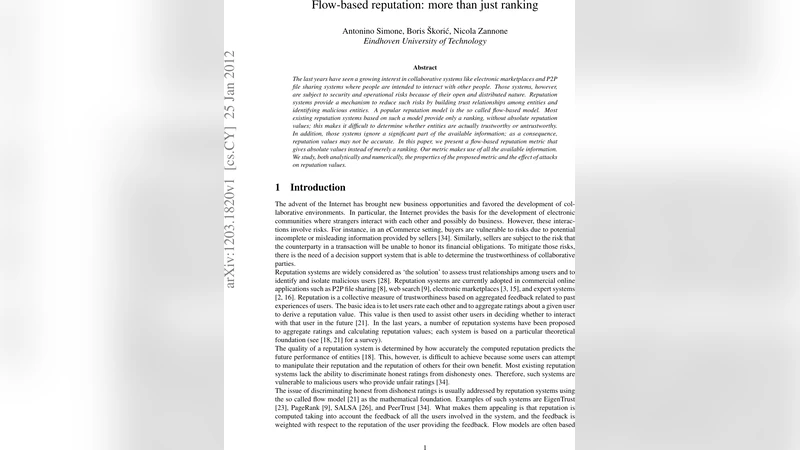 Flow-based reputation: more than just ranking