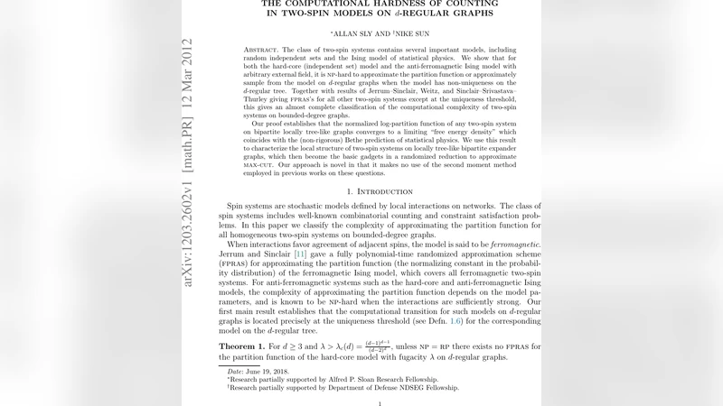 The computational hardness of counting in two-spin models on d-regular   graphs