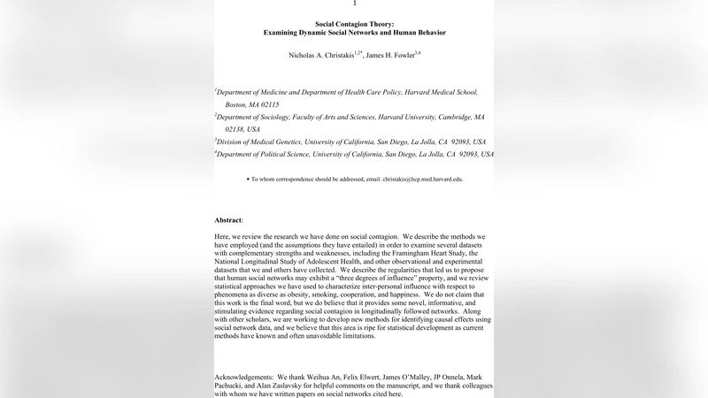 Social Contagion Theory: Examining Dynamic Social Networks and Human   Behavior