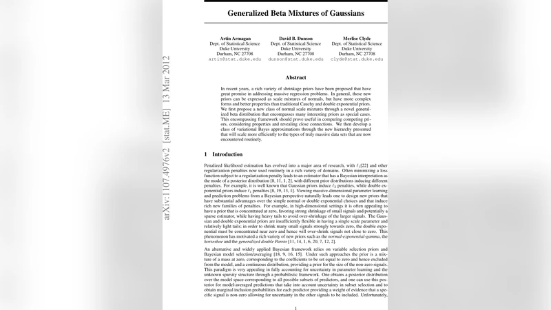 Generalized Beta Mixtures of Gaussians