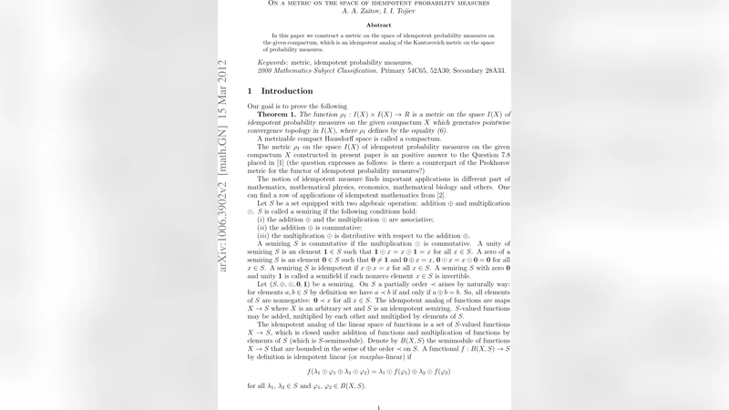 On a metric on the space of idempotent probability measures