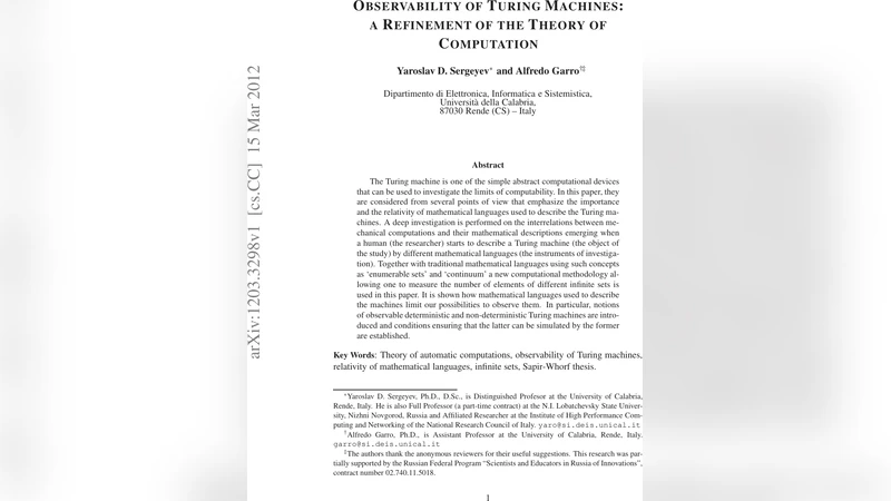 Observability of Turing Machines: a Refinement of the Theory of   Computation