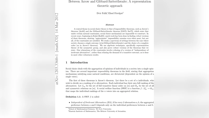 Between Arrow and Gibbard-Satterthwaite; A representation theoretic   approach