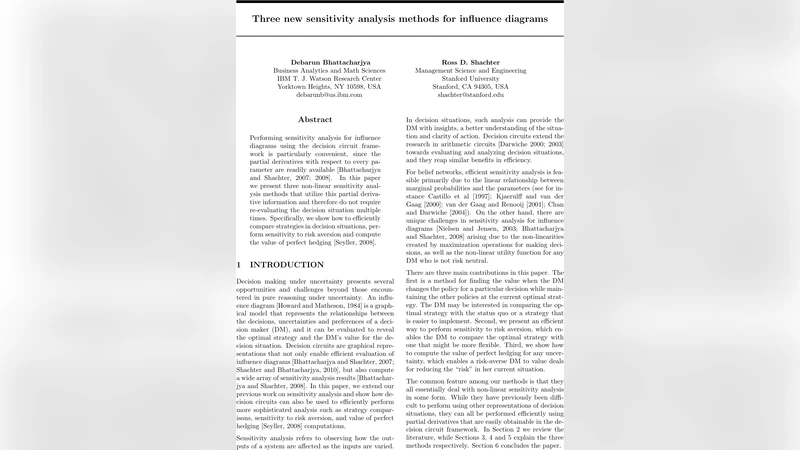 Three new sensitivity analysis methods for influence diagrams