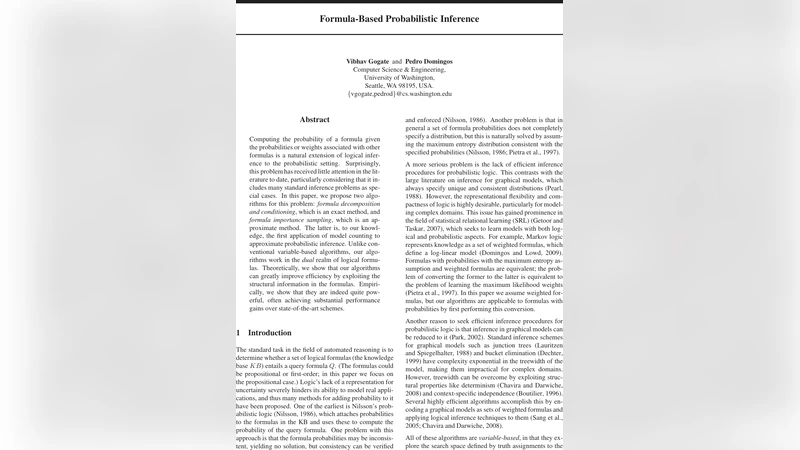 Formula-Based Probabilistic Inference
