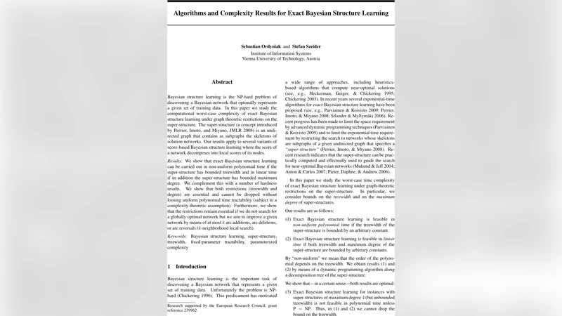 Algorithms and Complexity Results for Exact Bayesian Structure Learning