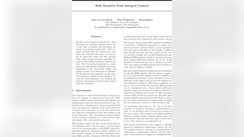 Risk Sensitive Path Integral Control