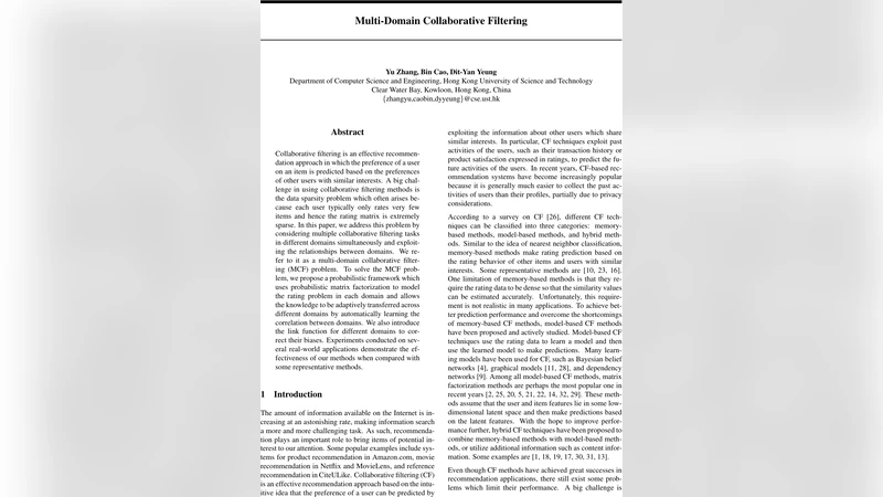 Multi-Domain Collaborative Filtering