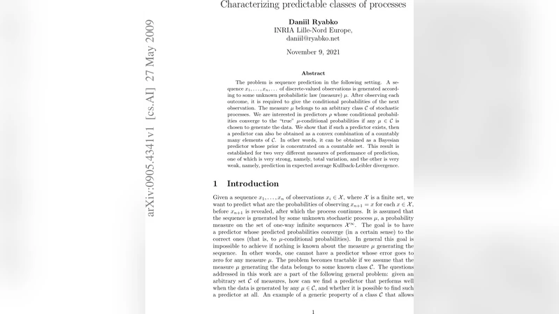 Characterizing predictable classes of processes