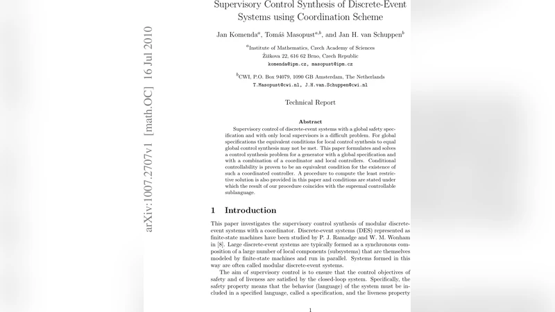 Supervisory Control Synthesis of Discrete-Event Systems using   Coordination Scheme