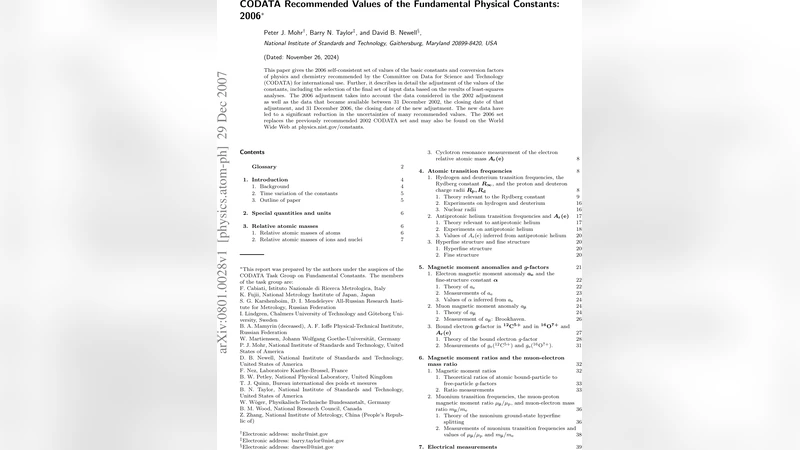CODATA Recommended Values of the Fundamental Physical Constants: 2006