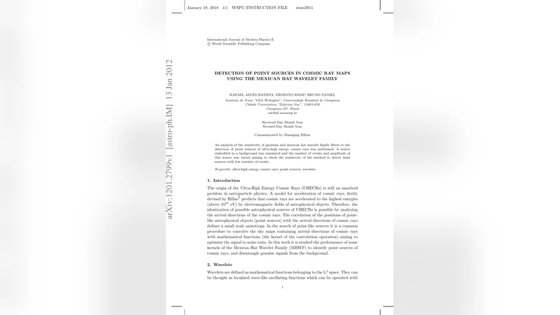 Detection of Point Sources in Cosmic Ray Maps using the Mexican Hat   Wavelet Family