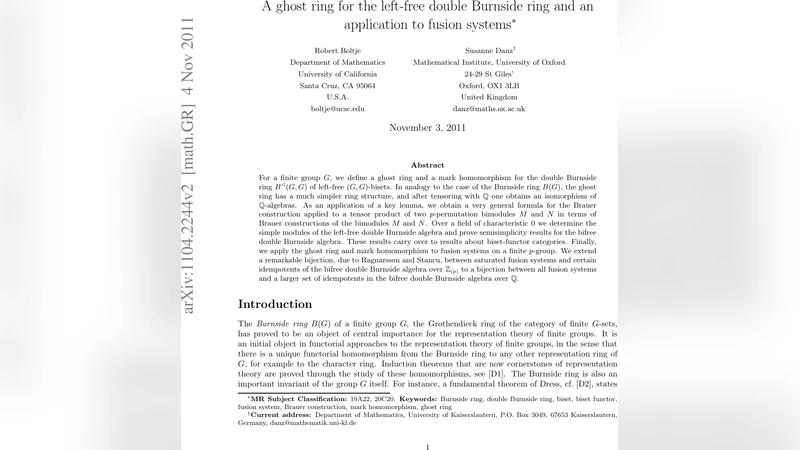 A ghost ring for the left-free double Burnside ring and an application   to fusion systems
