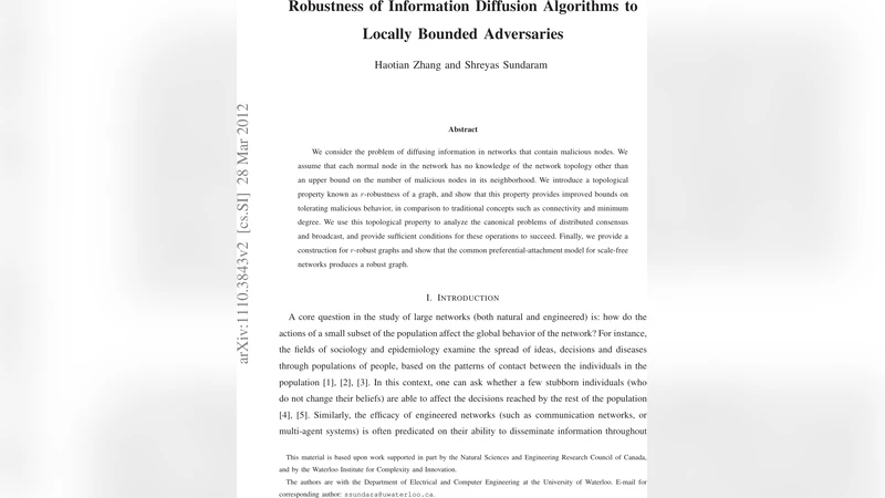 Robustness of Information Diffusion Algorithms to Locally Bounded   Adversaries